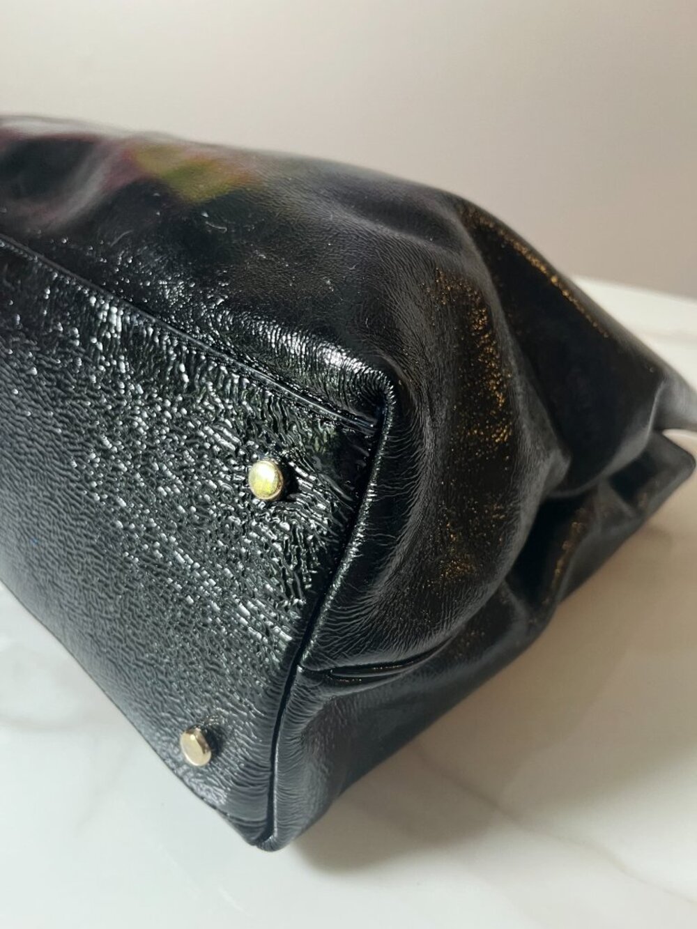 Kate Spade New York Black Patent Leather Deborah Lloyd Era Tote Chain Strap - Picture 9 of 14
